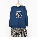 שמלת קומות מנומרת - כחול