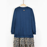 שמלת קומות מנומרת - כחול