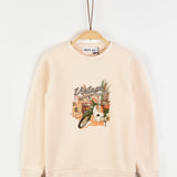 חולצת סווטשירט עם הדפס - שמנת