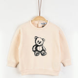 חולצת פוטר עם דובי - שמנת