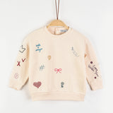 חולצת פוטר עם רקמה - שמנת