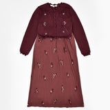 שמלת סרפן וקרדיגן סריג - בורדו