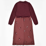 שמלת סרפן וקרדיגן סריג - בורדו