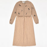 שמלת סרפן וקרדיגן סריג - בז'