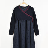 שמלה בשילוב סריג מעטפת - נייבי