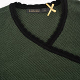 שמלה בשילוב סריג מעטפת - זית