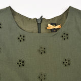 שמלה בשילוב סריג מעטפת - זית