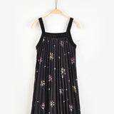 שמלת סרפן פליסה פרחים - שחור