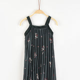 שמלת סרפן פליסה פרחים - ירוק