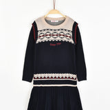 שמלת סריג עם דוגמה - נייבי