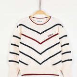 סוודר פסים בגזרת עטלף - אבן