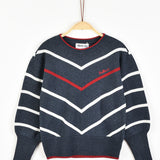 סוודר פסים בגזרת עטלף - נייבי