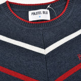 סוודר פסים בגזרת עטלף - נייבי