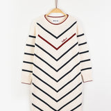 שמלת סריג פסים אלכסוניים - אבן