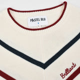 שמלת סריג פסים אלכסוניים - אבן