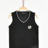 אפודת סריג בסיומת ריב - שחור