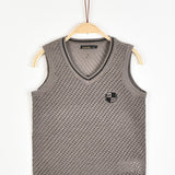 אפודת סריג בסיומת ריב - חום