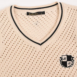 אפודת סריג בסיומת ריב - בז'