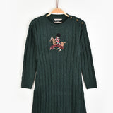 שמלת פולו סריג צמות - ירוק