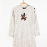 שמלת פולו סריג צמות - אבן