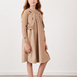 שמלת סרפן וקרדיגן סריג - בז'