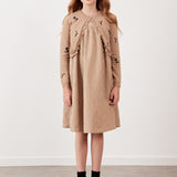 שמלת סרפן וקרדיגן סריג - בז'