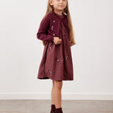 שמלת סרפן וקרדיגן סריג - בורדו