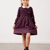 שמלה בשילוב סריג פפיונים - בורדו