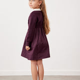 שמלה בשילוב סריג פפיונים - בורדו