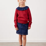 חולצת סריג עם צווארון - אדום