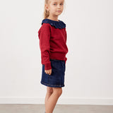 חולצת סריג עם צווארון - אדום