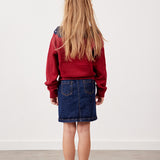 חולצת סריג עם צווארון - אדום