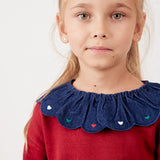 חולצת סריג עם צווארון - אדום