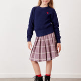 חולצת סריג עם לב - נייבי