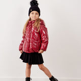 מעיל נפוח עם קפוצ'ון - אדום