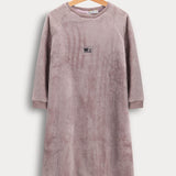 כותנת פליס בסיומת ריב - סגול