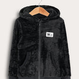 קפוצ'ון פליס עם כיסים - שחור