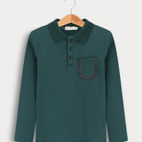 חולצת פולו עם כיס  - ירוק