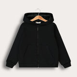 קפוצ'ון עם בטנת קטיפה - שחור