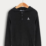 חולצת ואפל עם קפוצ'ון - שחור