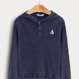 חולצת ואפל עם קפוצ'ון - נייבי