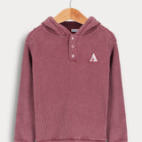 חולצת ואפל עם קפוצ'ון - בורדו