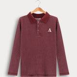 חולצת פולו ואפל עם צווארון - בורדו