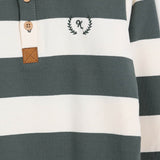 חולצת פולו פסים קלאסית - שמנת/ זית