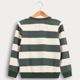 חולצת פסים עם רוכסן - שמנת/ זית