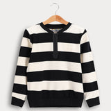 חולצת פסים עם רוכסן - שחור