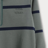 חולצת פסים עם רוכסן - זית