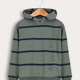 חולצת פסים עם קפוצ'ון - זית