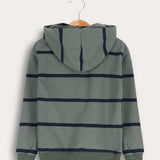 חולצת פסים עם קפוצ'ון - זית