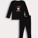 סט בייבי ריב עם דובי - שחור